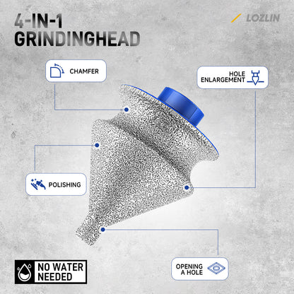 LOZLIN Diamond Beveling & Chamfer Bits for Angle Grinder – Drilling, Reaming, Arc Grinding, Trimming on Granite, Marble, Tile, Ceramic & Stone, 5/8"-11 M14 Thread for Drilling