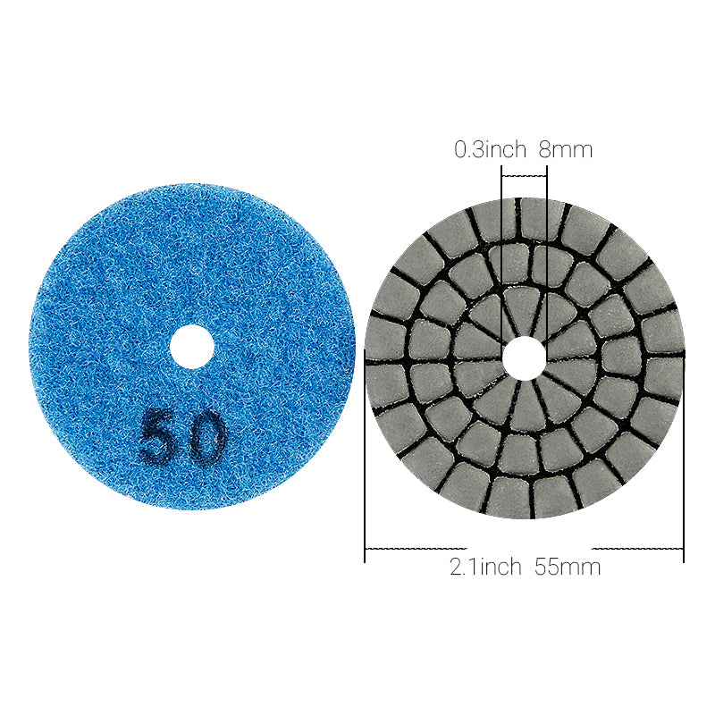 8 Stück 2 Zoll (5 cm) Diamant-Trockenschleifpads – kleine Polierscheiben für Marmor, Granit und Stein – Werkzeuge zur Oberflächenrestaurierung und Detailrenovierung