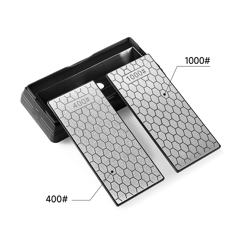 2CPS Double-sided Diamond Sharpening Stone 400/1000Grit - Honeycomb Surface Knife Sharpener with Non-slip Base - for Knives, Scissors, Outdoor & Kitchen Tools