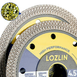 LOZLIN 4,5 Zoll (115 mm) Mesh-Turbo-Diamant-Trennscheibe – Trocken-/Nassschleif- und Trennrad für Fliesen, Keramik, Marmor – Winkelschleifer und Rotationswerkzeug für Mauerwerk/Heimwerken