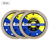 LOZLIN 4,5 Zoll (115 mm) Mesh-Turbo-Diamant-Trennscheibe – Trocken-/Nassschleif- und Trennrad für Fliesen, Keramik, Marmor – Winkelschleifer und Rotationswerkzeug für Mauerwerk/Heimwerken