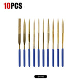 10-piece file set for polishing and grinding metal, wood, glass, and jewelry