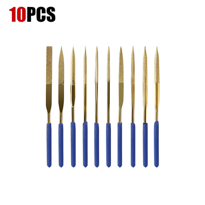 10-piece file set for polishing and grinding metal, wood, glass, and jewelry