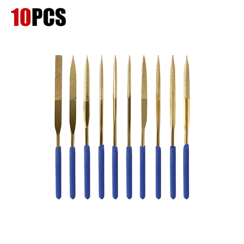 10-piece file set for polishing and grinding metal, wood, glass, and jewelry