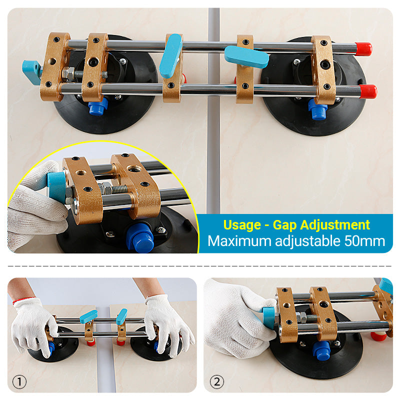 2 Stück 6-Zoll-Saugnapfwerkzeug zum Nivellieren von Steinnähten – Vakuum-Saugklemme für die Installation von Quarzplatten, Granit und Marmorarbeitsplatten mit Werkzeug zur Spaltausrichtung