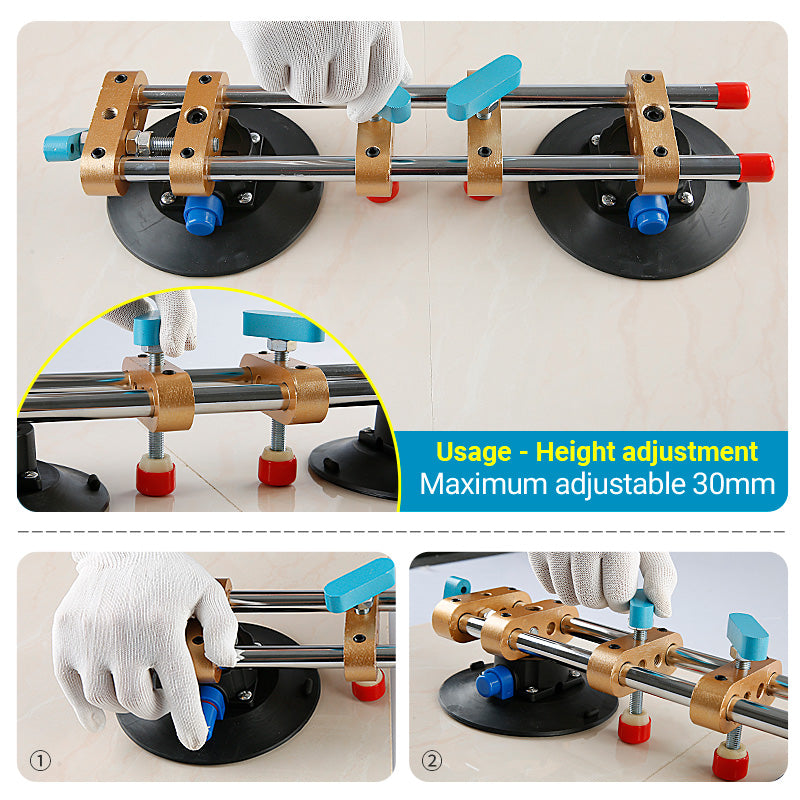 2 Stück 6-Zoll-Saugnapfwerkzeug zum Nivellieren von Steinnähten – Vakuum-Saugklemme für die Installation von Quarzplatten, Granit und Marmorarbeitsplatten mit Werkzeug zur Spaltausrichtung