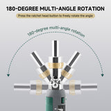 14-in-1 Ratcheting Screwdriver Set with Magnetic Tip, 180° Adjustable Multi-Angle Screwdriver, Phillips Flathead Torx Square Hex Bits, Foldable Repair Tool for Home DIY & Electronics
