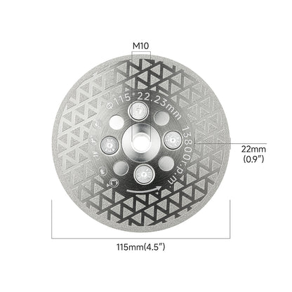 4/4.5" (100/115MM ) Double-Sided Diamond Cutting Disc - 5/8-11 M14 M10 Thread for Angle Grinder - Electroplated for Tile Marble Granite Cutting & Grinding