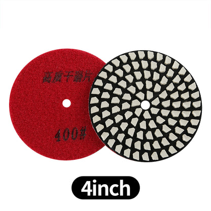 8PCS/set 4Inch Dry Diamond Pads - 50#-3000# Grit Marble/Quartz Stone Angle Grinder Polishing Disc