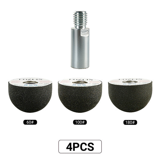 4PCS/Set Mushroom Head Diamond Grinding Set - CurvedInternal Polishing Tools for Marble, Cobblestone & StonePlanters-Concave Grinder Kit for Stone Hollowing &Detailing