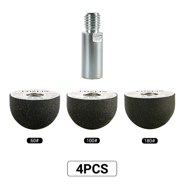 4PCS/Set Mushroom Head Diamond Grinding Set - CurvedInternal Polishing Tools for Marble, Cobblestone & StonePlanters-Concave Grinder Kit for Stone Hollowing &Detailing