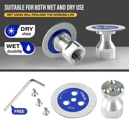 3PCS 2"(50mm) Diamond Saw Blade w/ Flange - Multi-Material Cutting/Engraving Disc for Tile, Marble, Concrete, Ceramic & Metal/PVC - Angle Grinder Tool 5/8-11 M14 M10