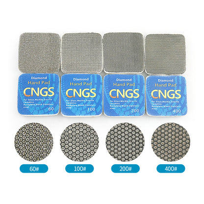 4PCS Diamond Hand Polishing Pads - 60/100/200/400 Grit Multi-Surface Grinding Kit for Rock, Glass, Marble, Quartz & Tile Edges