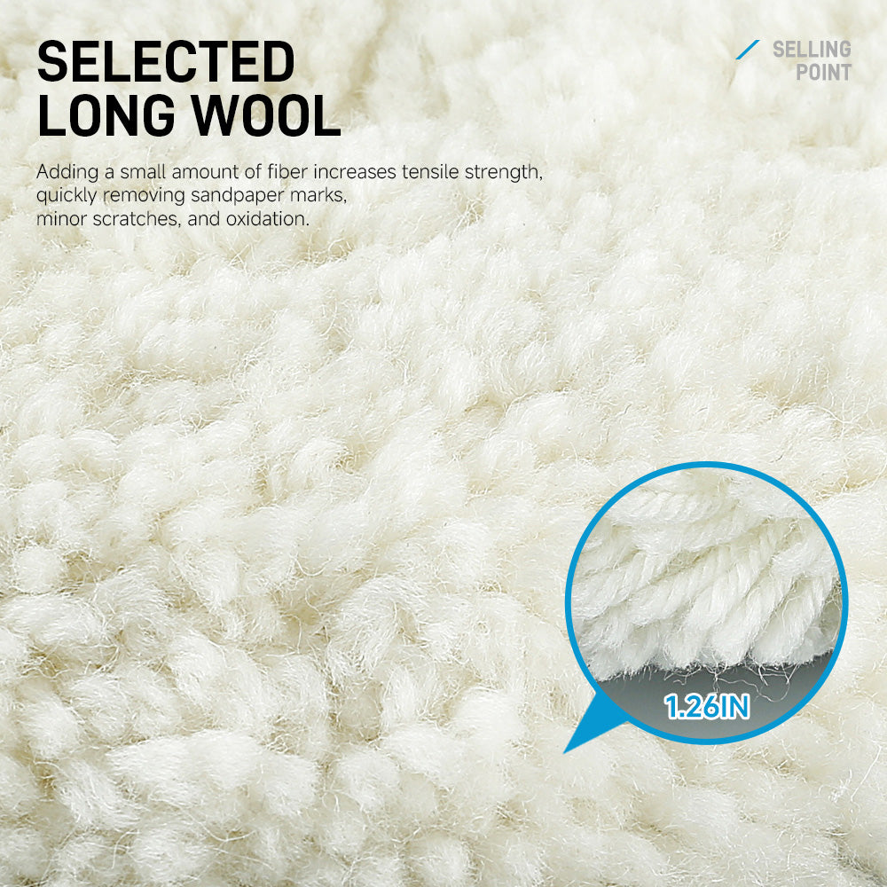 Single-Sided Yarn Ball Wool Polishing Wheels, 5/6/7 Inch for Car Detailing, Quartz & Marble Mirror Finishing