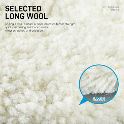 Single-sided Yarn Ball Wool Wheels for Car Detailing: Quartz Stone, Marble, Mirror Finish Restoration—5-inch, 6-inch, and 7-inch Polishing Wheels