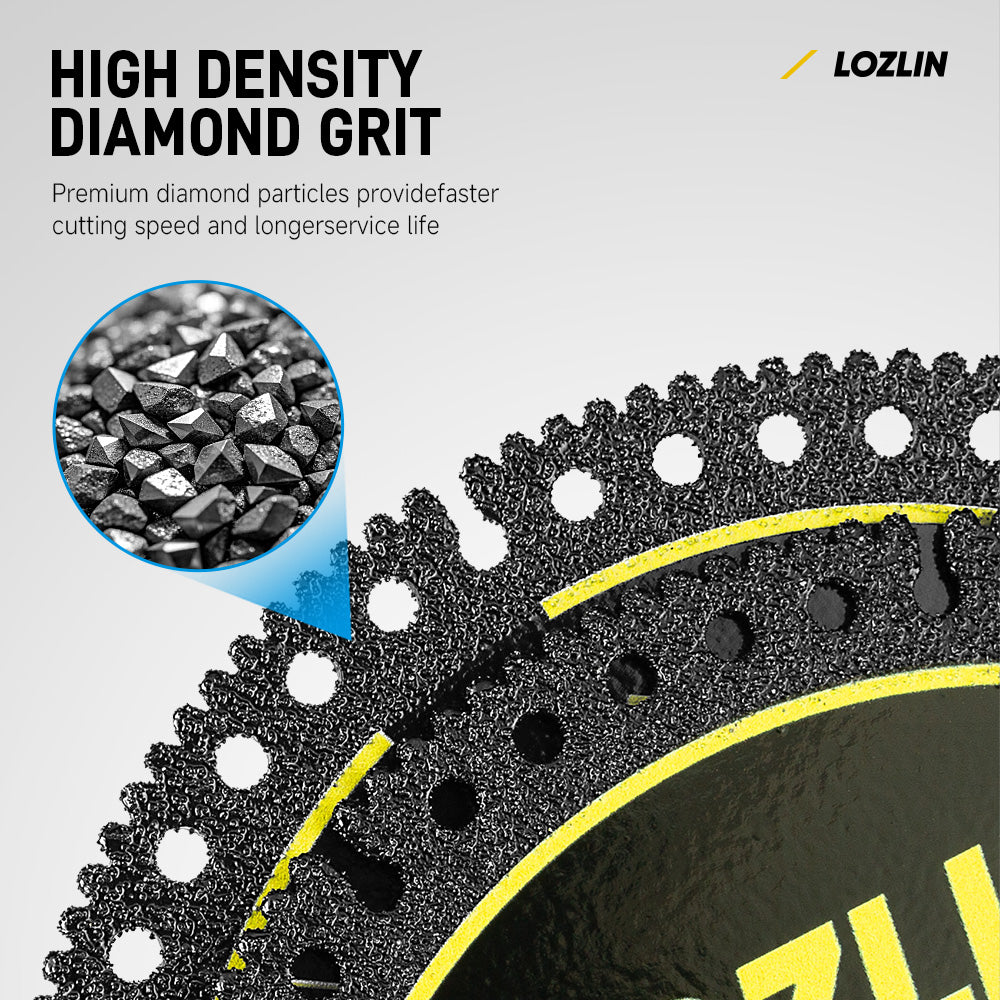 LOZLIN 3Pcs 4.5" 115mm Industrial Diamond Cutting Blade, Multi-Purpose for Steel Roof Sheets, PVC Pipes & Stone