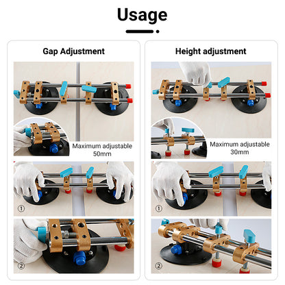 2PCS 6Inch Stone Seam Leveling Suction Cup Tool - Vacuum Suction Clamp for Quartz Slab, Granite, Marble Countertop Installation with Gap Alignment Tool