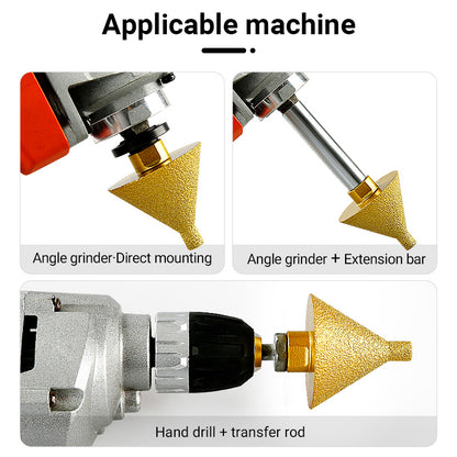 Diamond Tapered Chamfering Bit - 5/8-11 M14 M10 Thread Hole Opener for Tile, Marble & Quartz - Umbrella Grinding Tool for Drilling, Reaming & Edge Beveling