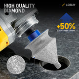 LOZLIN Diamant-Fasen- & Anfasfräser für Winkelschleifer – Bohren, Reiben, Bogenfräsen, Trimmen auf Granit, Marmor, Fliesen, Keramik & Stein, 5/8"-11 M14 Gewinde zum Bohren