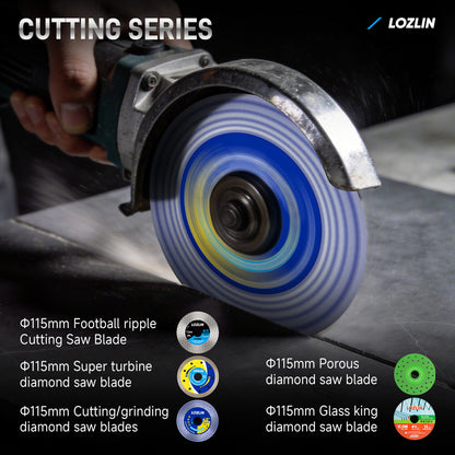 LOZLIN 17PCS Diamond Tool Kit for Tiler, Professional Drill Bits, Saw Blades, Polishing Pads, Chamfer Drill & Milling Bits for Cutting & Grinding Porcelain, Glass, Marble, Quartz & Stone
