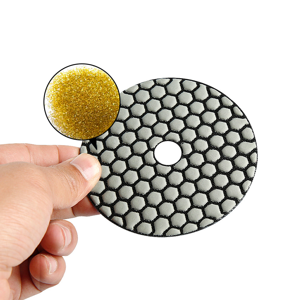 8 Stk. 4" Trockene Diamantpolierpads-Kit – Körnung 50#-3000# für Granit/Marmorstein, Winkelschleifer-Polierscheiben