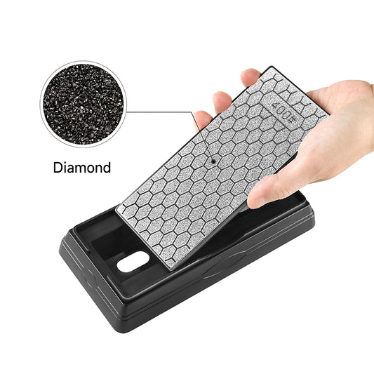 2CPS Double-sided Diamond Sharpening Stone 400/1000Grit - Honeycomb Surface Knife Sharpener with Non-slip Base - for Knives, Scissors, Outdoor & Kitchen Tools