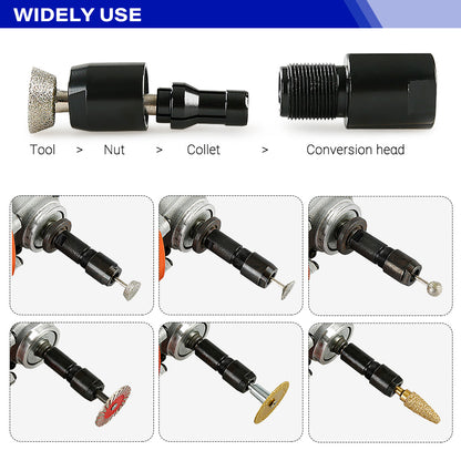 3MM & 6MM (1/8" & 1/4") Angle Grinder to Straight Grinder Adapter - 5/8-11 M10 Thread Converter for DeWalt/Makita - Accessories for Rotary Bits