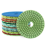 8-teiliges Set 4-Zoll Nass-Diamantpads – Körnung 50# bis 3000# für Granit/Beton/Marmor, Nassschleif- und Polierset
