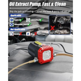 12V 80W Electric Oil Change Pump Extractor, Fluid Transfer Suction Pump for Oil & Diesel, Complete Tube Kit Included, for Truck RV Boat Marine, Red