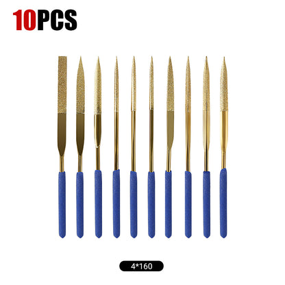 10-piece file set for polishing and grinding metal, wood, glass, and jewelry