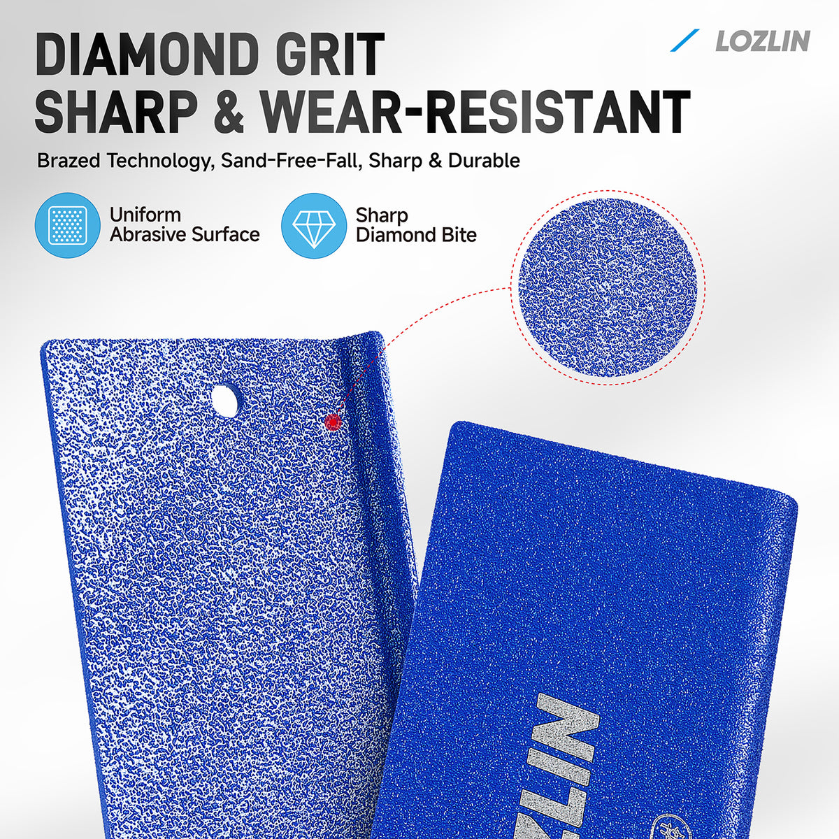 LOZLIN Diamond Hand Polishing Pads, Manual Sanding & Edge Grinding Tools for Tile, Porcelain, Glass, Marble, Granite, Stone & Metal
