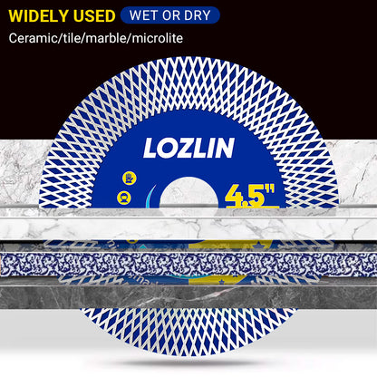LOZLIN 115mm (4.5") Mesh Turbo Diamond Cutting Blades - Dry Ultra Thin for Rock Slabs, Ceramic & Marble - Angle Grinder Blades for Cutting, Grinding & Sanding