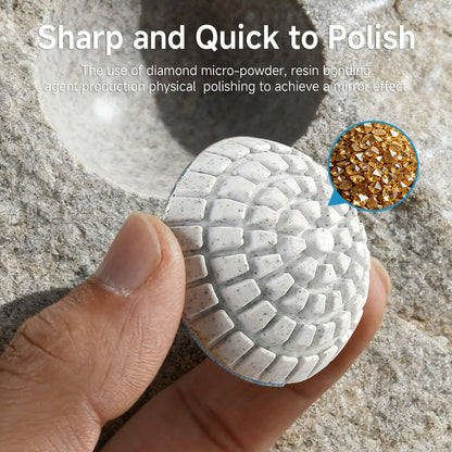 8PCS/Set 2Inch Curved Buffing Pads for Shaped Stone - Concave Surface Diamond Polishing Discs Kit with 6 Grits, Angle Grinder Mounted Accessories for Granite/Marble/Ceramic Curved Edges