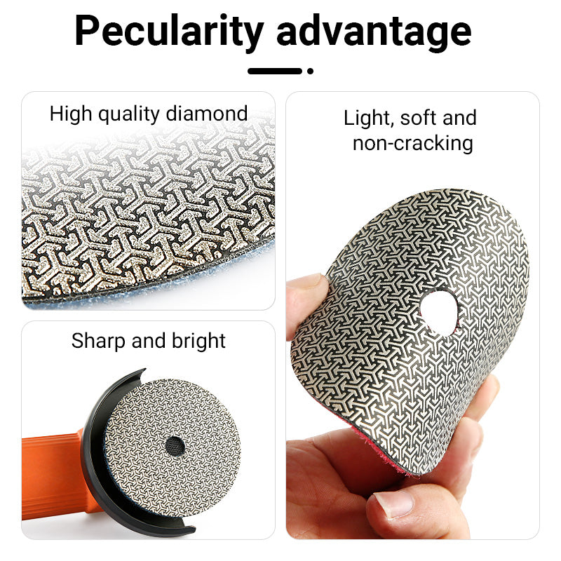 5 Stück 4 Zoll (100 mm) galvanisierte Diamant-Schleifblätter – Kantenfasen und Schleifen für Fliesen, Marmor, Quarz und Holz – Winkelschleifer-Schleifscheiben-Set