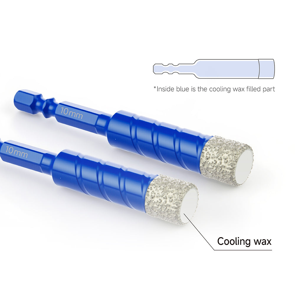 4PCS Diamond Hole Saw Drill Bit Set, 1/4 5/16 3/8 1/2 Inch for Porcelain Tile Ceramic Stone Granite Marble, Hex Shank Dry Drilling, 6/8/10/12mm