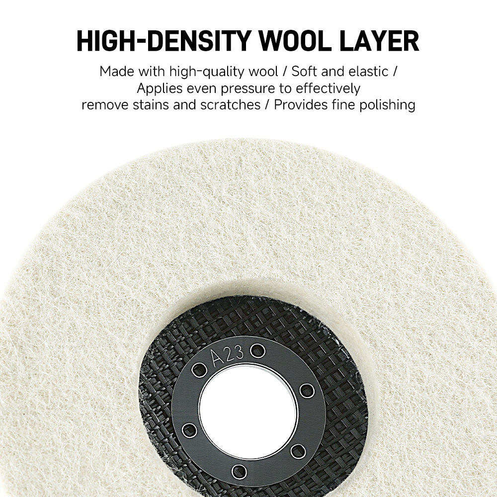 LOZLIN 5" Wool Polishing Wheel | Angle Grinder Buffing Disc for Metal & Glass, 1/3PCS Options