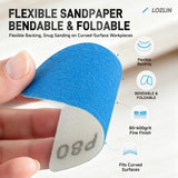 LOZLIN Mini Detail Hand Sander Kit, 5/21Pcs Hook & Loop Sanding Blocks, 80-600 Grit Abrasive Pads for Wood, Metal, Furniture, Crafts & Tight Spaces