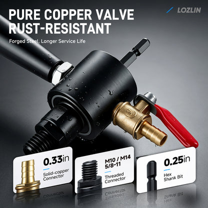 Hand Drill Water Injection Device M10, M14, 5/8-11 Adapter; Water Injection System for Drilling Holes in Tiles and Stone Slabs; Adjustable Valve