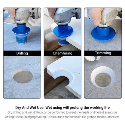Diamond Beveled Drill Bit - Countertop Sink Hole Reamer for Tile & Marble - Angle Grinder Installation Tool with Beveled Edge
