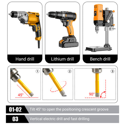 LOZLIN 5PCS 6-8-10mm Hexagonal Shank Brazed Dry Ceramic Tile Drill Bit Marble Granite Vitrified Tile Hole Opener Diamond Drill Bit