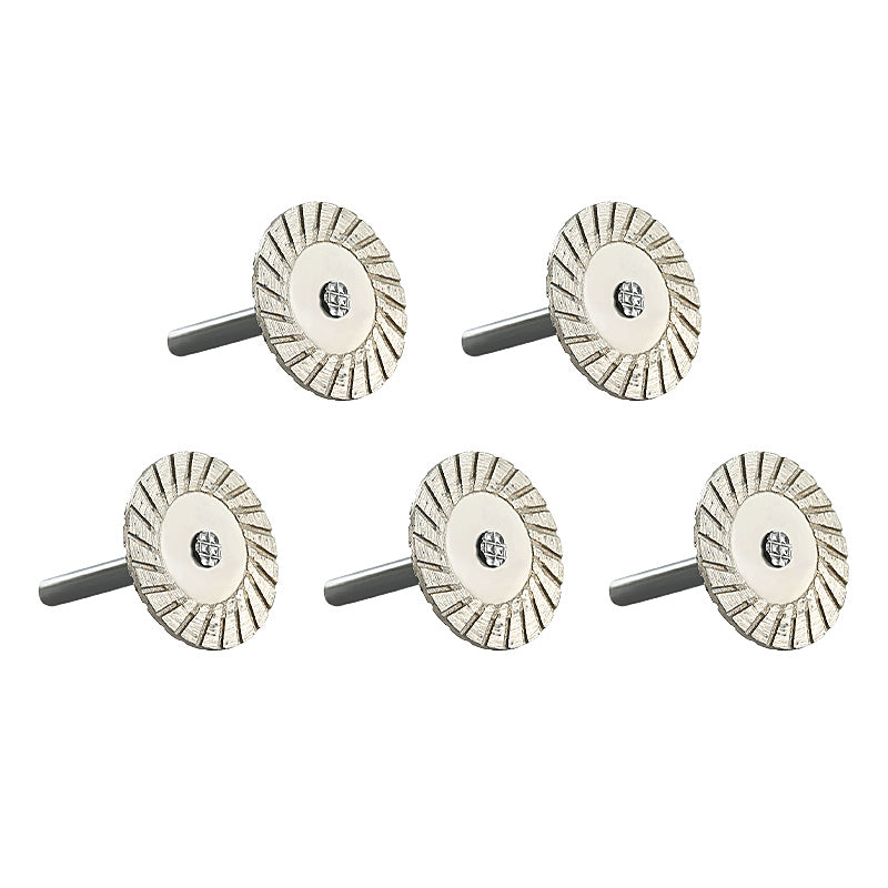5 Stück 1,5 Zoll (40 mm) Diamant-Steinschnitzklingen – gezackte Kante zum Gravieren/Schneiden von Marmor, Granit und Fliesen – Rotationswerkzeug-Sägeblätter mit Griff
