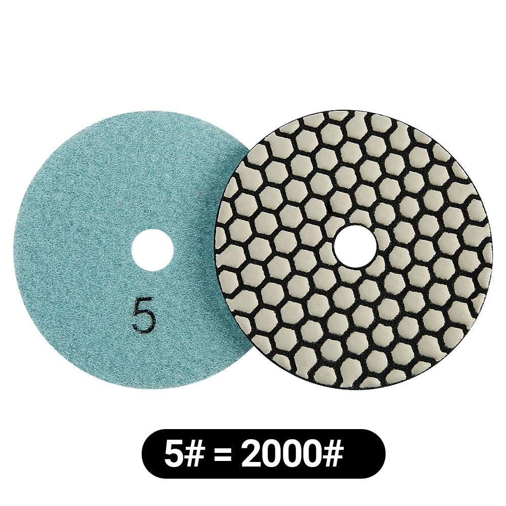 8 Stk. 4" Trockene Diamantpolierpads-Kit – Körnung 50#-3000# für Granit/Marmorstein, Winkelschleifer-Polierscheiben