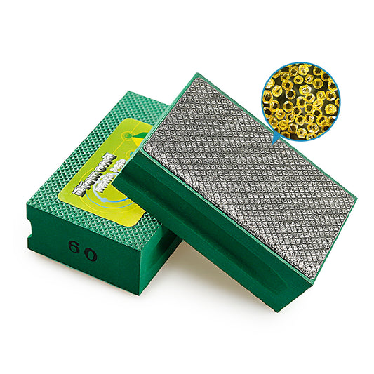 Diamond Hand Polishing Pads 60 Grit with Foam Backing - Wet/Dry Sanding Blocks for Tile, Stone, Marble, Concrete, Ceramics, Granite & Glass