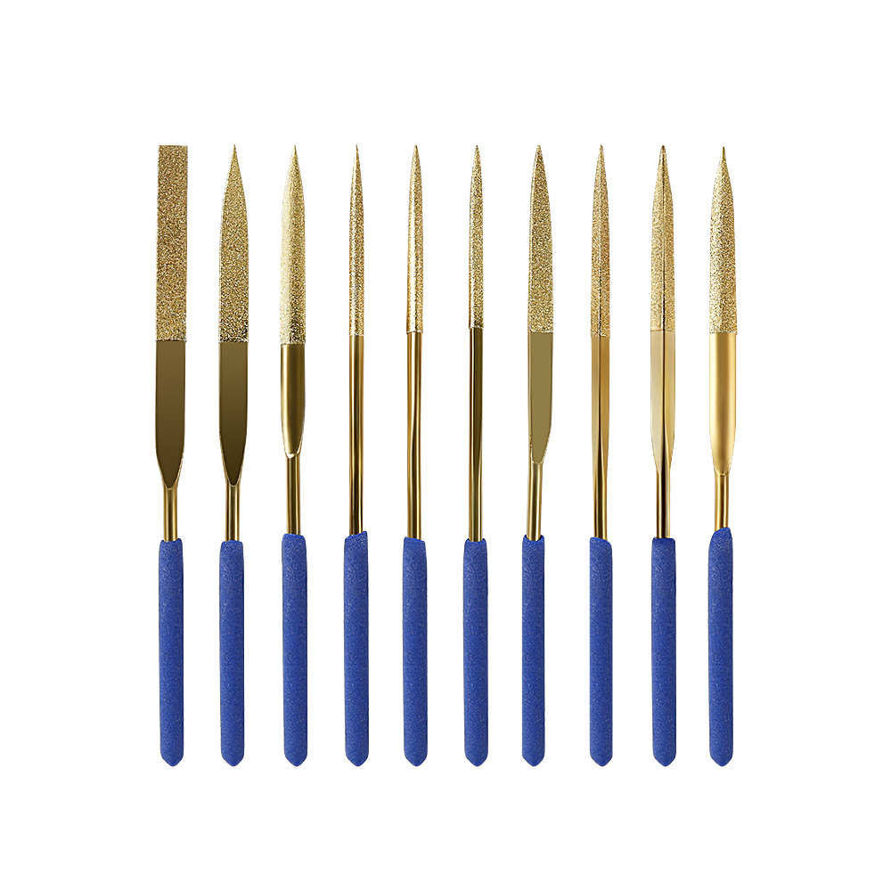 10-piece file set for polishing and grinding metal, wood, glass, and jewelry