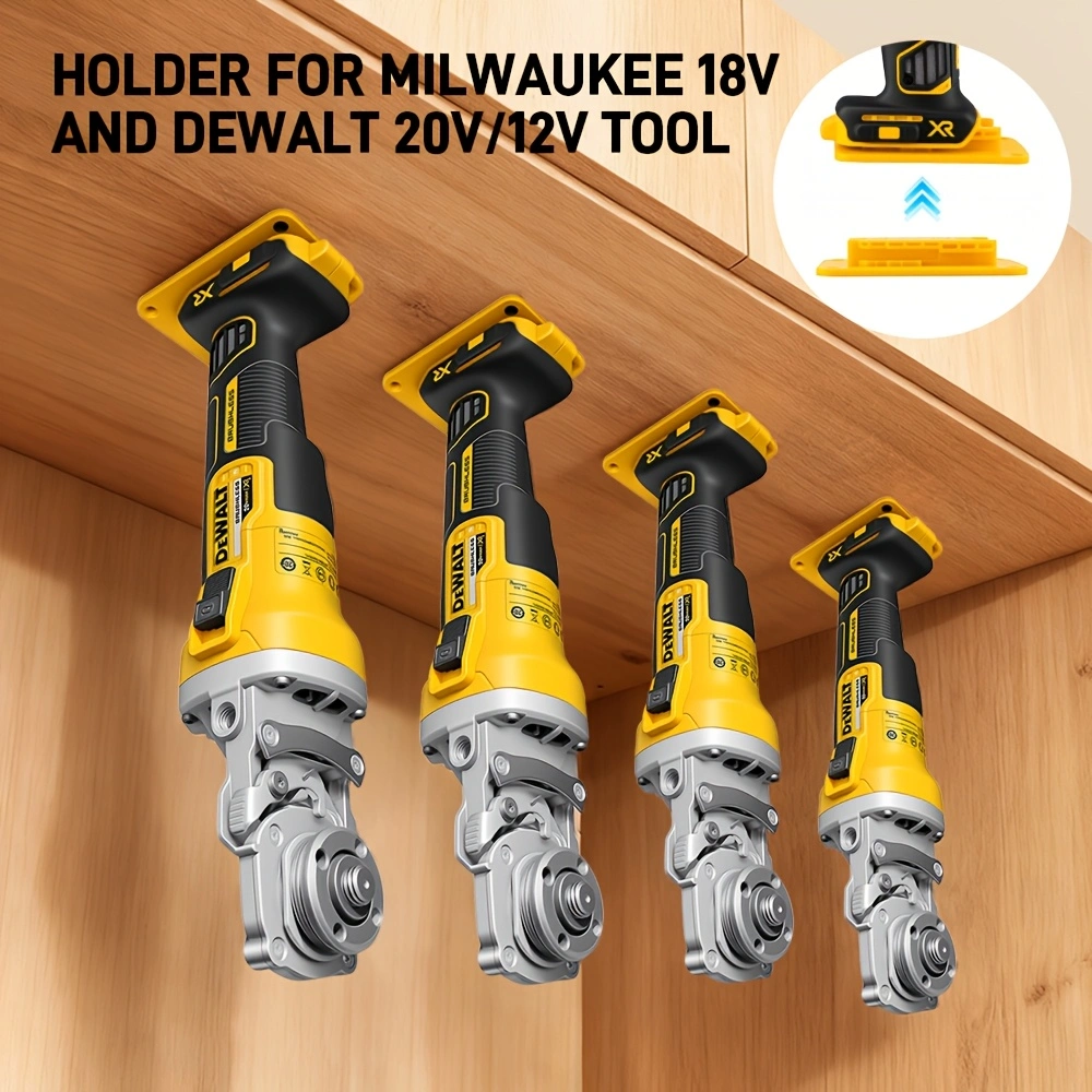 10Pcs Wall Mount Tool Holder Bracket, Red for Milwaukee M18, Yellow for Dewalt 20V Max, Heavy Duty ABS Drill Hanger with Mounting Screws, Easy Installation