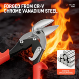 1/2PCS 10 Inch Offset Eccentric Tin Snips, Heavy Duty CR-V Forged Steel Compound Action Hand Shears, Dual Direction Left & Right Cuts, Drywall & HVAC Construction Cutting Tool