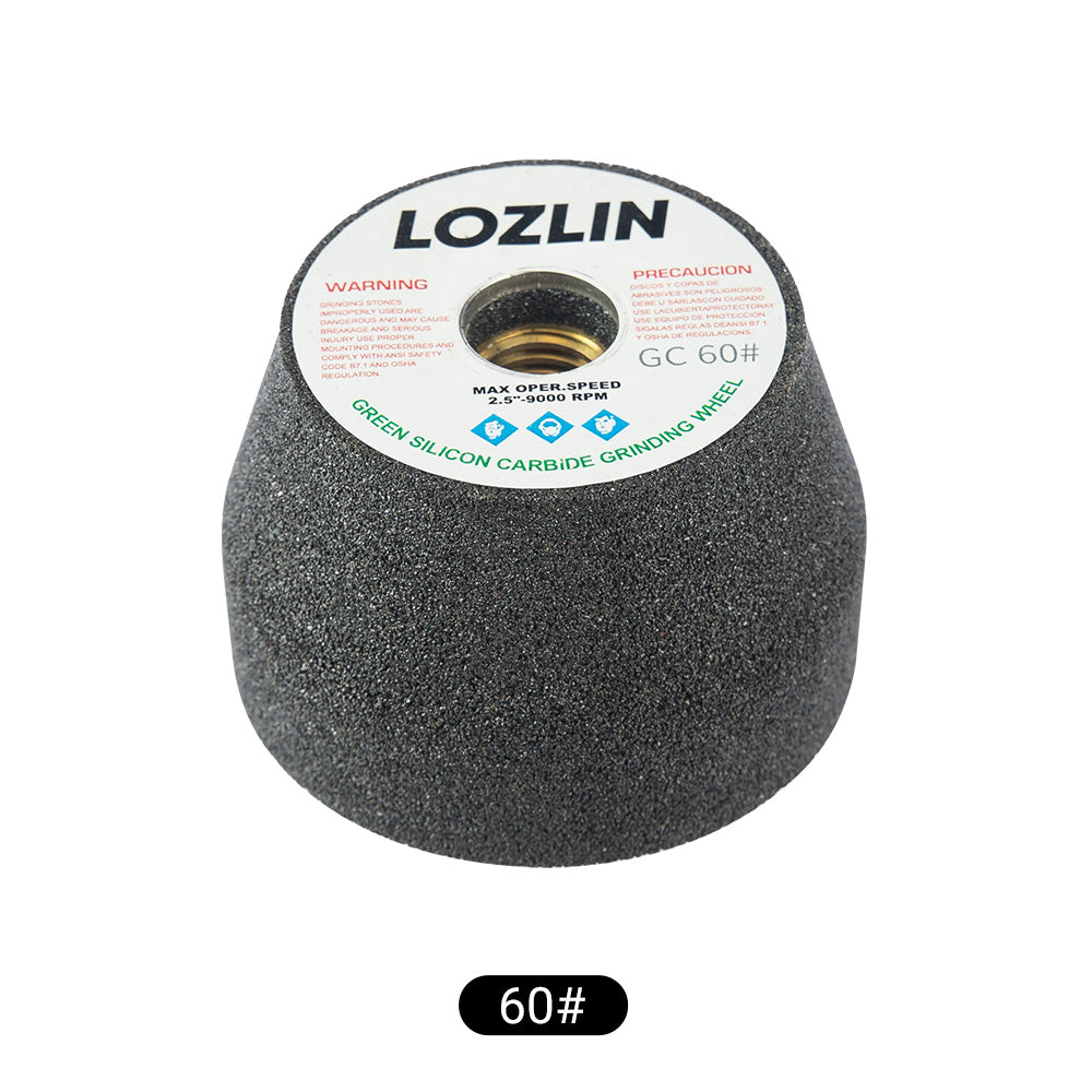 LOZLIN Verdickte Siliziumkarbid-Topfschleifscheibe | Hochleistungs-Massivschleifscheibe für Stein, Beton, Metall & Fliesen | 5/8"-11 Gewinde für Winkelschleifer (60/100/180er Körnung)