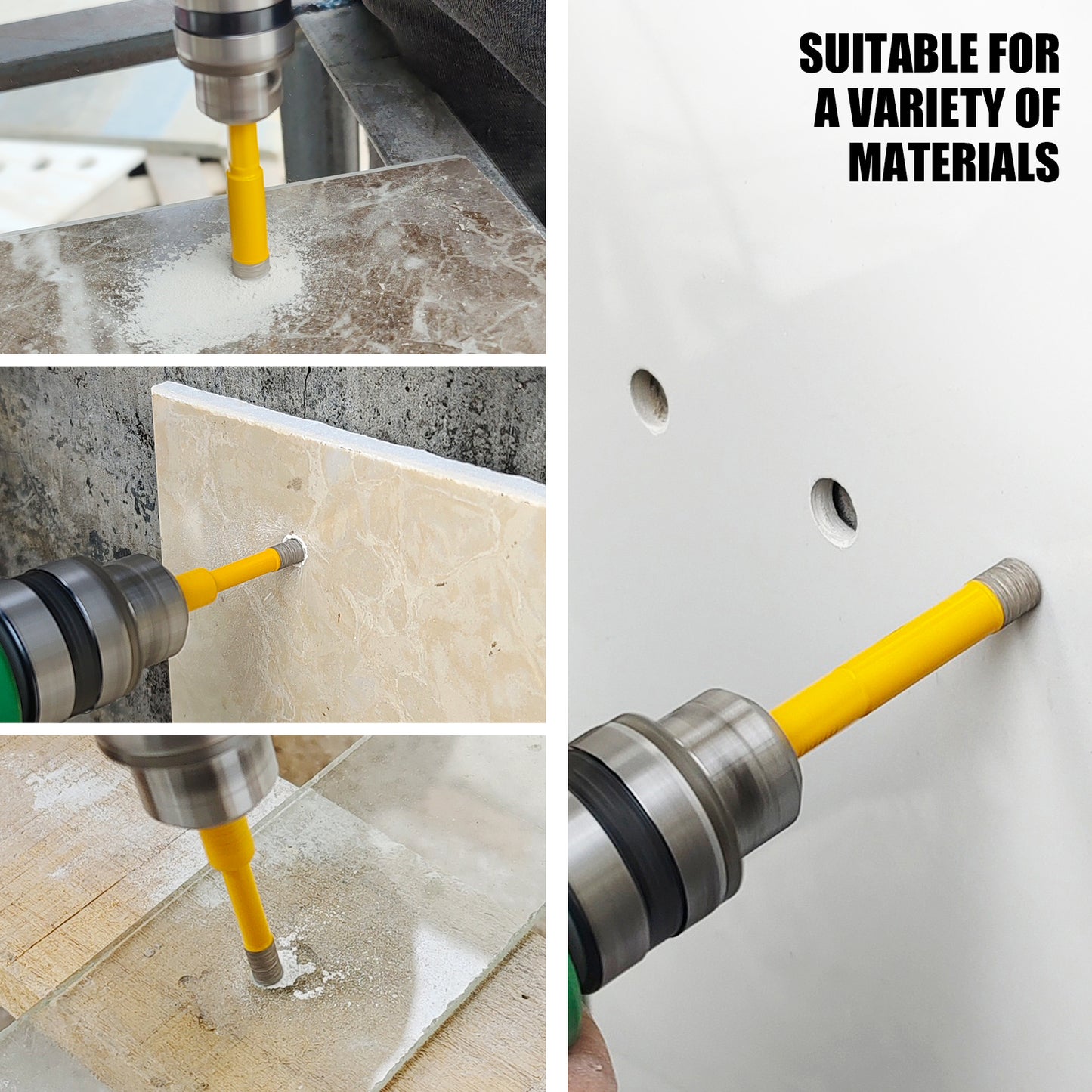 LOZLIN 5PCS 6-8-10mm Hexagonal Shank Brazed Dry Ceramic Tile Drill Bit Marble Granite Vitrified Tile Hole Opener Diamond Drill Bit