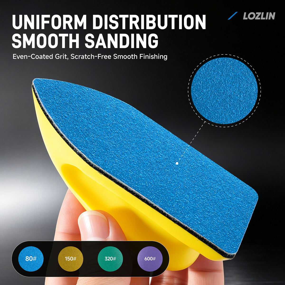 LOZLIN Mini Detail Hand Sander Kit, 5/21Pcs Hook & Loop Sanding Blocks, 80-600 Grit Abrasive Pads for Wood, Metal, Furniture, Crafts & Tight Spaces