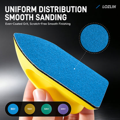 LOZLIN Mini Detail Hand Sander, 5-Piece/21 Piece Sanding Block Kit Sandpaper Refill Pack, 80/160/320/600 Grit Hook and Loop Abrasive Pads for Wood, Metal, Furniture, Crafts and Tight Spaces